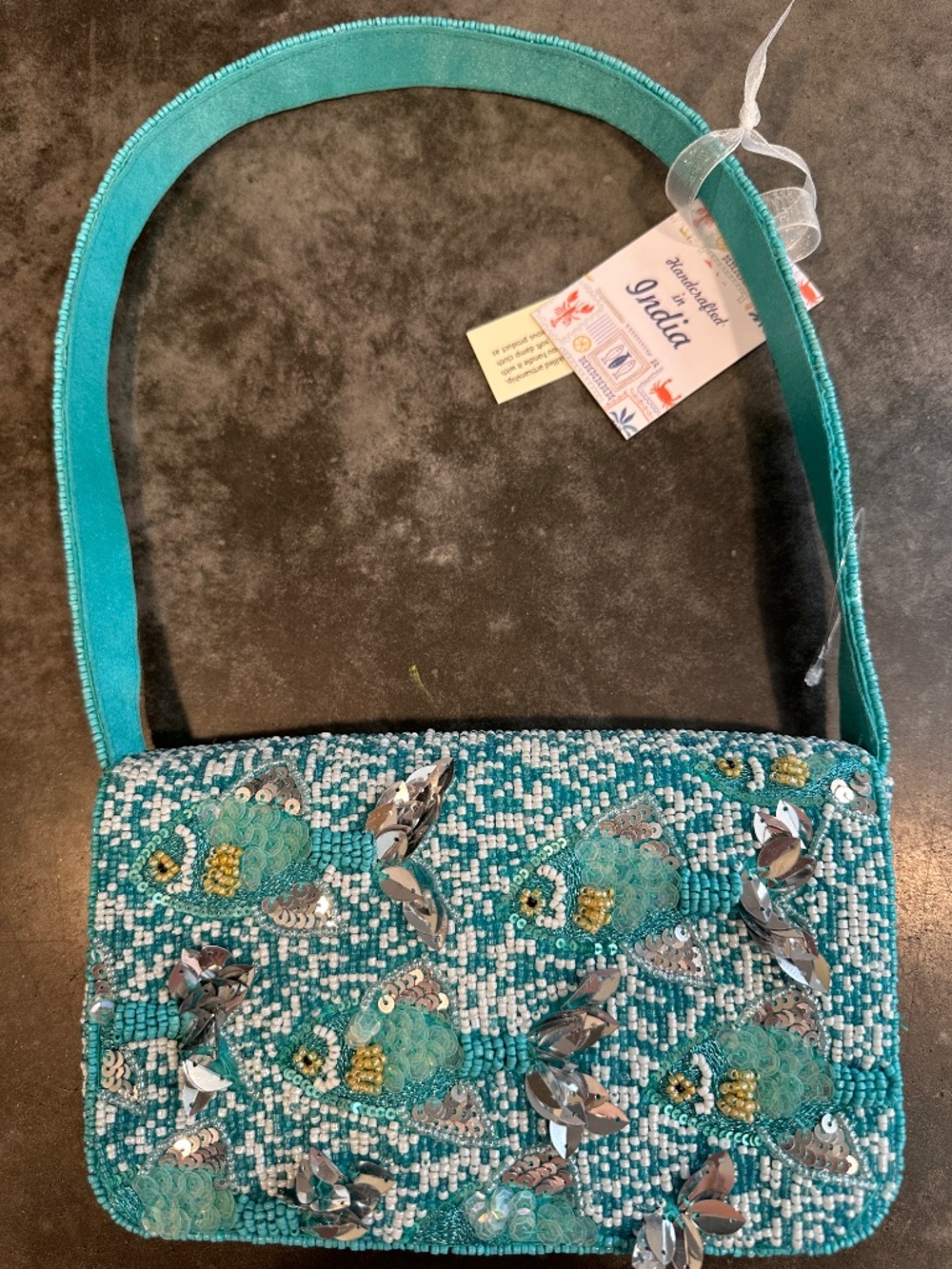 Fully Beaded SARDINE Blue Silver Fish Beaded Bag Purse Handbag ADORABLE!